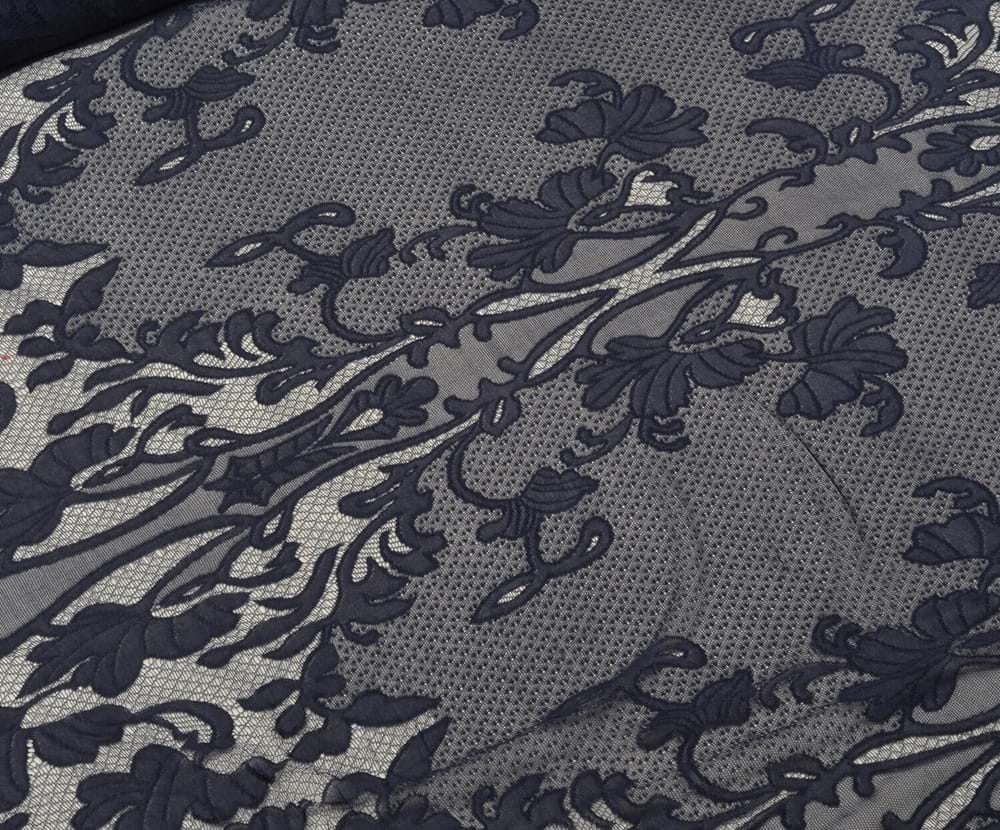 BÜYÜK ÇİÇEKLİ LİKRALI DANTEL LACİVERT