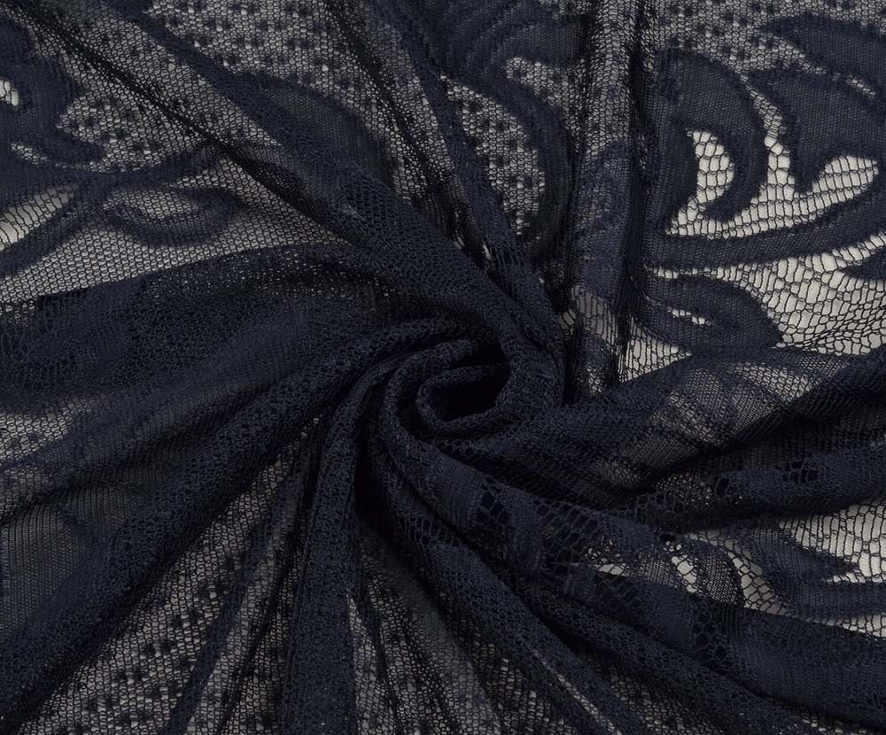 BÜYÜK ÇİÇEKLİ LİKRALI DANTEL LACİVERT